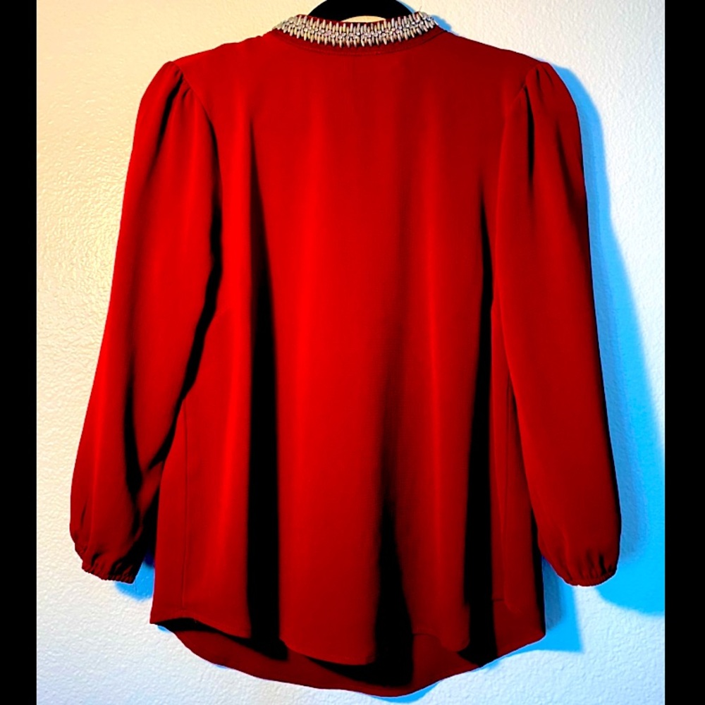 Lily White Red Long Sleeve Blouse